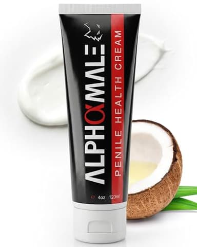 AlphaMale Premium Penile Health Creme Daily Moisturizer for Sensitive Skin - Aloe, Coconut oil, CoQ10 and Allantoin for Dry, Sensitive Skin - Fragrance-Free Cream - Made in USA - 4oz