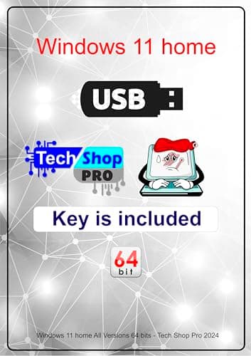 Tech-Shop-pro Compatible with install Key Included USB For Windows 11 Home OEM Version 64 bit. Recover, Restore, Repair Boot USB, and Install to Factory Default Fast and easy Free Technical Support.