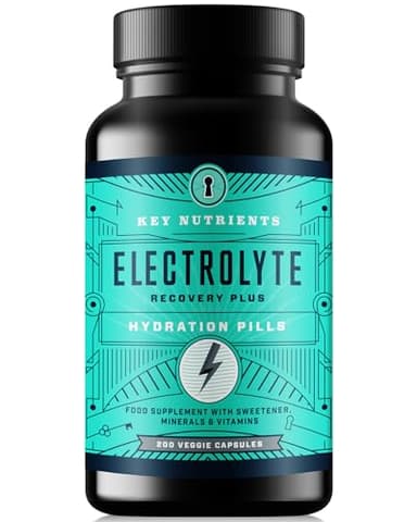 KEY NUTRIENTS Electrolyte Tablets, 200 Capsules, Salt for Dehydration, Fasting Electrolytes- Salt Pills with Electrolytes, No Sugar, Gluten Free Hydration Tablets Made in USA
