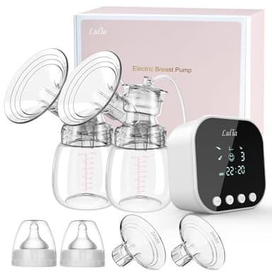Lulia Double Electric Breast Pump, Breastfeeding Pump 4 Modes & 9 Levels, Low Noise, Anti-Backflow & LED Display, BPA Free, Portable Breast Pumps with 24mm Flange
