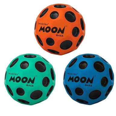 Waboba The Original Moon Ball 3 Pack - Super Bouncy Wall Balls for Kids and Teens - Outdoor Sports Toy Gift - Orange, Teal, & Cobalt