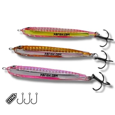 PBFish Epoxy Fishing Lure 3 Pack for Albies Striped Bass Slow Pitch/Knife/Vertical Jigs Catch Many Species Saltwater Freshwater Fishing Jig Bottom Fishing Includes Strong Treble and Single Hook