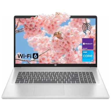 HP 17.3" Laptop for Home, Students, Business, Lifetime Office 365 for The Web, 17.3" Touchscreen, 8-Cores Intel CPU, w/Copilot, 8GB RAM, 128GB eMMC, Camera Privacy Shutter, Win11