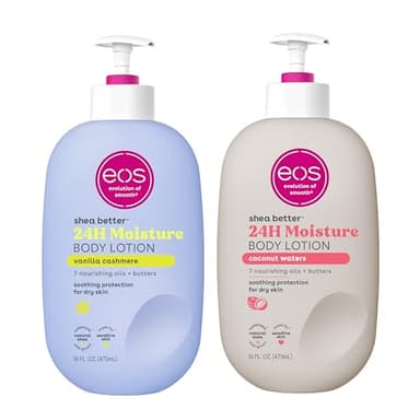 Bundle of eos Shea Better Body Lotion- Vanilla Cashmere, Coconut Waters, 24-Hour Moisture Skin Care, Lightweight & Non-Greasy, Made with Natural Shea, Vegan, 16 fl oz