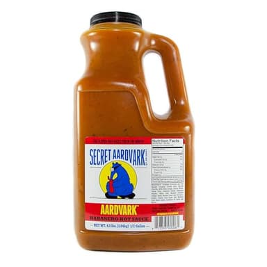 Secret Aardvark Habanero Hot Sauce - Habanero Peppers & Roasted Tomatoes, Medium Spiced Hot Sauce, BBQ Sauce, Non-GMO, Low Sugar, Low Carb, Hot Sauce & Marinade - 64 fl oz 1 Pack