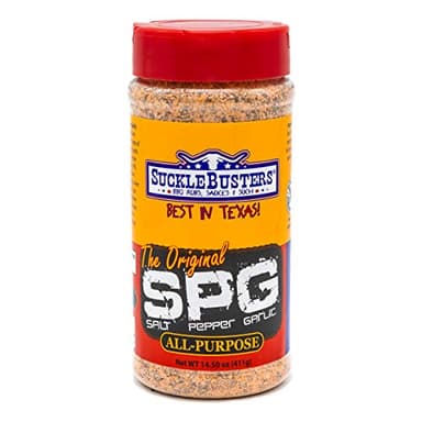 SuckleBusters Salt Pepper Garlic SPG BBQ Rub & Seasoning: Best BBQ Rub for Grilling & Smoking Meat, Poultry, Pork, Fish and Vegetables, Gluten-Free, No MSG Shaker (14.5oz)