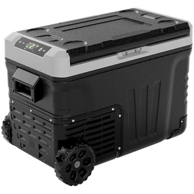 EUHOMY 12 Volt Refrigerator, 37QT(35L) Electric Cooler, Portable Freezer 12V/24V DC 100-240V AC, 12V Fridge -4℉~68℉, 12V Cooler with Wheels & 2 Baskets for Travel, Truck, Boat, Camping