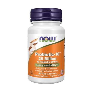 NOW Foods Supplements, Probiotic-10™, 25 Billion, with 10 Probiotic Strains, Dairy, Soy and Gluten Free, Strain Verified, 50 Veg Capsules