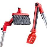 Multi-Angle Gutter Cleaning Tools from the Ground - Gutter Cleaner tool attachment with Gutter Scoop & Roof Brush for easy rain gutter cleaning and leaf removal from Gutter Guard (Pole Not Included)