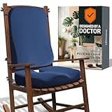 Elmara Doctor-Designed Rocking Chair Cushion Set is The Ultimate Comfort Solution – Contour Jumbo Memory Foam Cushions – Rocking Chair Cushions Indoor – Durable Outdoor Rocker Cushions (Navy Blue)
