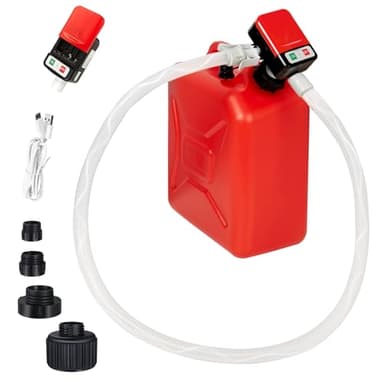 Automatic Portable Fuel Transfer Pump with Auto-Stop, 3.2 Gallon per minute, Extra Long Hose, Battery Powered and USB Type-c, 4 Can Adapters and Leak protection, Gas Pump for Oil, Diesel and Gasoline