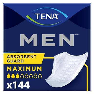TENA Men Protective Incontinence Guards for Men, Maximum Absorbency, 144 Count