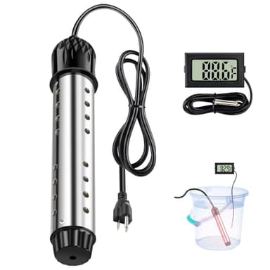 Portable Water Heater 2000W, Pool Heater - Immersion Heater with Digital Thermometer, Upgraded Magnesium Oxide Heating for Fast Heating, for Small Pools, Bathtubs, Buckets, Tanks