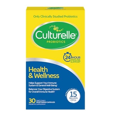 Culturelle Health & Wellness Daily Probiotic Supplement For Men & Women, Helps Support Your Immune System, Occasional Diarrhea, Gas & Bloating, 15 Billion CFUs, Non-GMO, 30 Count