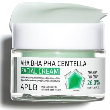 APLB AHA BHA PHA Centella Facial Cream | AHA BHA PHA CEN™ 26.0% 1.86 FL.OZ/Korean Skincare, Exfoliant, Deep hydration, Revitalize for gentle and improve skin texture