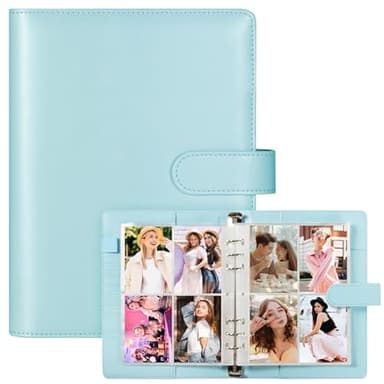 A5 Kpop Photocard Binder with 30 Pack 4-Pocket Card Pages, 6 Ring A5 Binder Card Collector Album with 240 Card Slots,PU Leather Binder Cover with Magnetic Buckle Closure for Organizing Trading Card