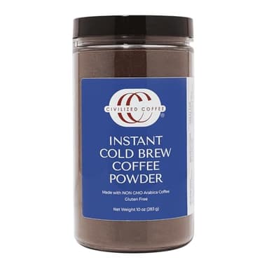 Civilized Coffee Instant Cold Brew Coffee Powder Medium Dark Roast Non-GMO Jar (10 oz) (100 Servings)
