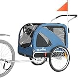 Sepnine 2 in 1 Pet Bicycle Trailer with a 6" Stroller Wheel Suitable for Small and Medium Dogs, Carrier Up to 66/88 LBS, Easy Folding Cart Frame, Quick Release Wheel, Universal Bicycle Coupler