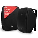 Pyle Outdoor Waterproof Wireless Bluetooth Speaker - 6.5 Inch Pair 2-Way Weatherproof Wall/Ceiling Mounted Dual Speakers w/Heavy Duty Grill, Universal Mount, Patio, Indoor Use PDWR64BTB (Black)