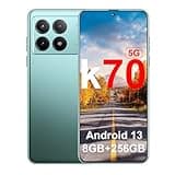 K70 Unlocked 5G Phone 2025 Android 13 Cell Phones 8GB+256GB8-Core Android Phones 6.8" HD Screen 24MP+50MP Camera 6200mAh Battery Standby Dual SIM 5Gsmartphones(Green)
