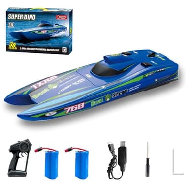 GoolRC Remote Control Boat 2.4GHz High Speed 30km/h Brushless Turbojet Speedboat Remote Control Ship Cooling Waterproof Low Battery/Over Distance Reminder 2 Battery