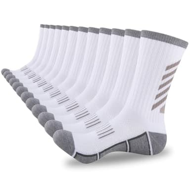 COOVAN Mens Athletic Crew Socks Moisture Wicking Heavy Duty Cushioned Work Socks with Reinforced Heel and Toe 6 Pairs