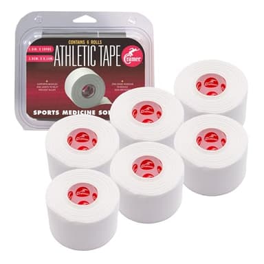 Cramer Athletic Tape 6 Pack, 1.5" x 10 Yards White, Easy Tear Sports Tape for Ankle, Wrist & Knee, Latex-Free Adhesive, Strong Support, Athletic Training Tape Roll