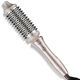 TYMO Thermal Brush Heated Round Brush - STYLUX Blowout Volumizer with Flexi-Fit Tech for Hair Straightening, Curling Styler Tool, Hair Straightener and Curler 2 in 1, Dual Voltage, Quick & Easy, Gold