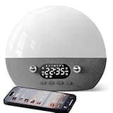 Dekala RestOnn Sunrise Alarm Clock 7-Day Programmable Dual Alarm Clock with Sunset White Noise Sound Machine Natural Sounds Amber Night Light, Bluetooth Speaker, 3000mAh Battery Backup, App Control