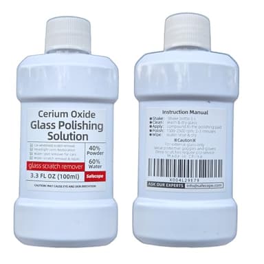 SafeCope 3.3oz (100ml) Cerium Oxide Glass Polishing Liquid – Deep Cleaning & Removes Wiper Marks, Swirls, Water Spots & Windshield Cleaner & Remover for Minor Glass Scratches （Shake Well Before use）