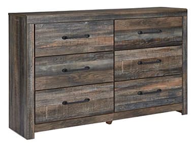 Signature Design by Ashley Drystan 6 Drawer Dresser, Large-scale Hardware, Smooth-gliding Drawers, Wood, 58.7" W x 15.31" D x 36.46" H, Weatherworn Brown