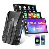 4-in-1 Wireless CarPlay & Android Auto Adapter, Compatible with Netfl!x/YouTube/TIK Tok/Screen Mirror Link/TF Card,Carplay Ai Box,Plug & Play, Suitable for Cars Equipped with OEM Wired CarPlay