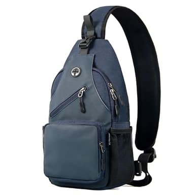 Javolto Sling Bag Crossbody Backpack – Shoulder Chest Daypack with Wired Headphone Charging Cable Pass-Through – Lightweight Travel Hiking Bag Fits 10.2" Ipad & Essentials – Navy Blue