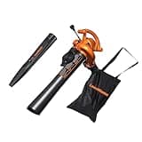 LawnMaster BV1210 Electric Blower Vacuum Mulcher 12 Amp 2-Speed Adjustment with Metal Impeller 240 MPH 380 CFM 16:1 Mulch Ratio with Collection Bag