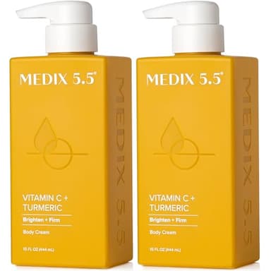 MEDIX Vitamin C Cream + Niacinamide Brightening Body Lotion | Anti Aging Moisturizer Vitamin C Lotion For Women & Men To Soften The Look Of Dark Spots, Wrinkles, & Uneven Looking Skin Tone, 2-Pack