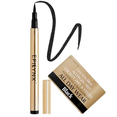 Liquid Eyeliner - Hypoallergenic Eyeliner with Fine Brush Tip, Long-Lasting Waterproof Eye Liner - Cruelty-Free, Vegan, Hypoallergenic, Gluten-Free, Smooth Application Liquid Eye Liner, Black 2mL