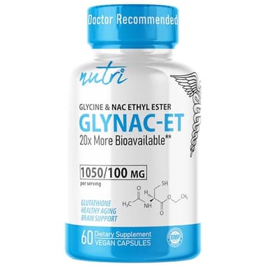 GlyNAC-ET NAC Supplement N-Acetyl Cysteine Ethyl Ester - 20x More Bioavailable Than GlyNAC - Glycine & N-acetylcysteine Ethyl Ester Anti Aging Supplement, Boost Glutathione (60 Capsules)