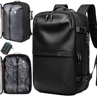 AirVault Vacuum Seal Travel Backpack 60L with Expandable HyperSeal Air Compression Vacuum System Water Resistant TSA Lock (Vacuum Pump Included, Black, 60L)