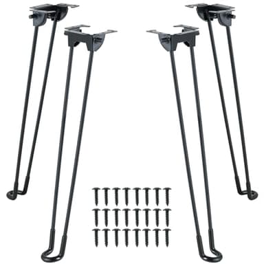 AMGSH Folding Hairpin Table Legs 16.5” / 420 mm, 4PCS DIY Furniture Legs, Heavy Duty Foldable Metal Table Legs for Coffee End Bench Side Laptop Mini Desk with 24 Screw, Black