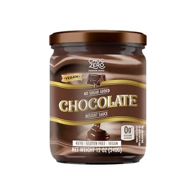 ChocZero Keto Chocolate Sauce, Sugar Free Hot Fudge, No Artifical Sweeteners, Low Carb Dessert & Ice Cream Topping, Gluten Free, 12 oz Jar