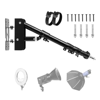 SITTO Ring Light Wall Mount 43inch/110cm, Triangle Boom Arm for Barbershop, Beauty Salon, Live Streaming, Tattoo, Photography Studio, Support 180° Rotation