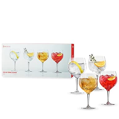 Spiegelau Gin and Tonic Glasses Set of 4, Crystal Balloon Cocktail Glasses for Gin Drinks, Spritzers and Mocktails, European-Made Glassware for Home Bar, Kitchen and Outdoor Party, 21 oz