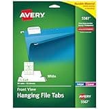 Avery Printable Hanging File Folder Tabs, 1/5 Cut, White, 90 Total (5567)