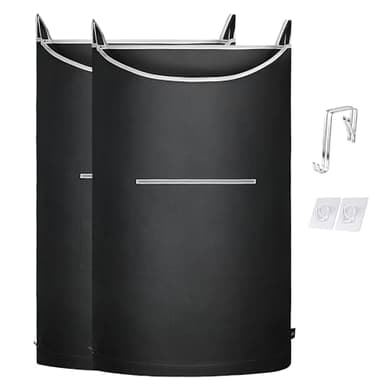 KINGSUSLAY XL Hanging Laundry Hamper, 2PC-Black, Over Door/Wall Mount, Large Capacity, Modern Design, Durable, Waterproof