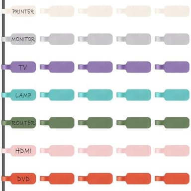 Trilancer Cable Cord Labels Large Size, for Organizing Wires and Identification, Multicolored Handwriting Cable Tags, Reusable with Multiple Uses - 35 PCS