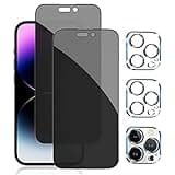 Pehael [2+2Pack] Privacy Screen Protector for iPhone 14 Pro Max with Camera Lens Protector Full Coverage Anti-Spy Tempered Glass Film 9H Hardness Upgrade Edge Protection Easy Installation Bubble Free [6.7 inch]