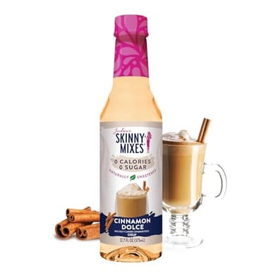 Jordan's Skinny Mixes Sugar Free Coffee Syrup, Cinnamon Dolce Coffee Flavoring Syrup, Naturally Sweetened Zero Calorie Drink Mix, Lattes, Baking or Protein Shake, Dairy & Gluten Free, 12.7 Fl Oz