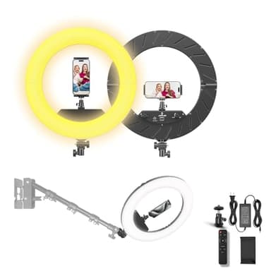 JJ JIANJIN 18 inch Ring Light Kit,55W,NO Wall Mount Triangle Boom Arm (18)