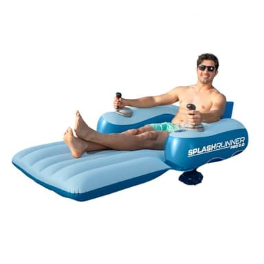 PoolCandy Splash Runner Pro 2.0 | Motorized Pool Float for Adults - Motorized Pool Lounger with Dual 66W Powerful Motor, Dual Joystick Control, Phone Holder & Cup Holder (Blue)