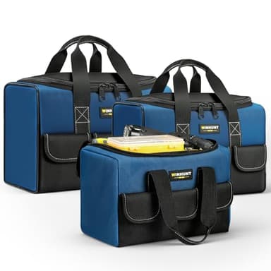 Tool Bag Set, 3 Sizes, Heavy-Duty Storage Bags, Waterproof Tool Bag Organizer 1680D Tool Bags for Electrician Construction, Blue and Black